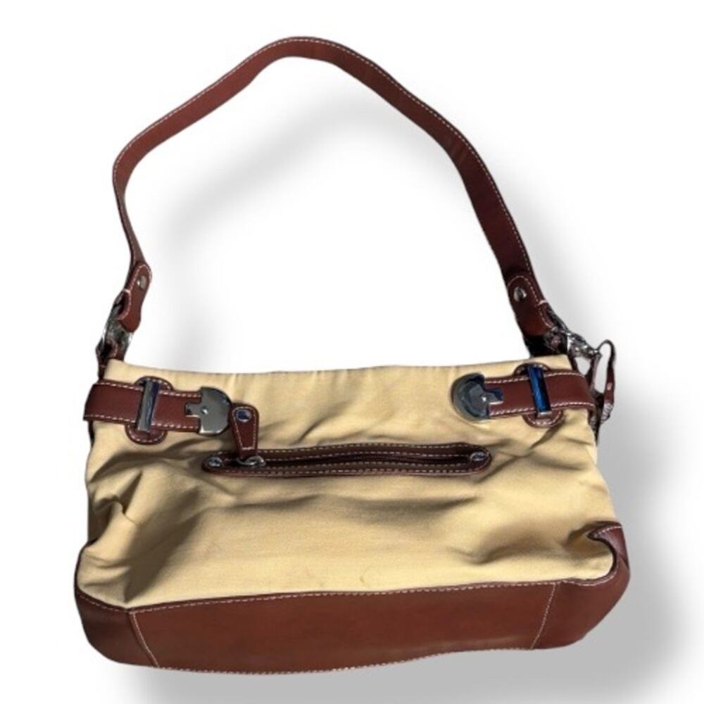 Vintage Etienne Aigner Beige Canvas Leather Shoulder Bag Classic Neutral Purse - Picture 2 of 13